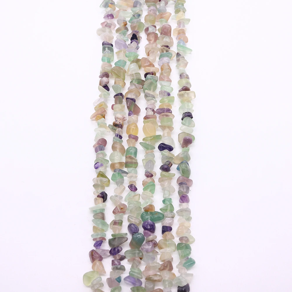Natural Colorful Fluorite Chip Gravel Beads Irregular Semi-precious Stone Handmade Creative Necklace Bracelet Accessory 1 Strand