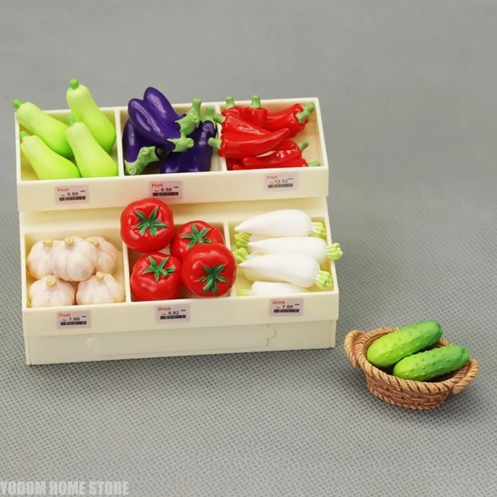 Realistic Mini Vegetable Rack Fruit Vegetable Food Model Ornament for Supermarket Decoration
