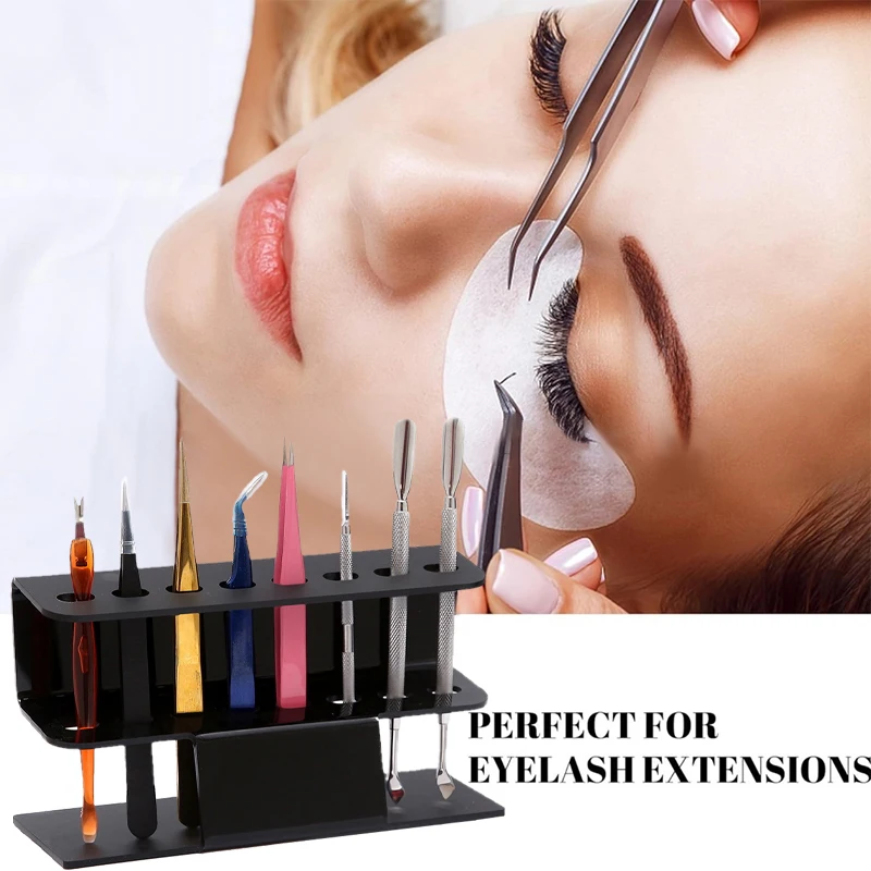 Pinças de cílios Storage Holder Stand, 8 Buracos, Conveniente, Acrílico Prateleira, Hold Eyelash Extension, Tattoo Makeup Tool