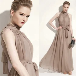 2026 New Women's Summer Dresses Slim Extra Long And Ankle Length Long Swing Chiffon Beach Dress Bohemian Dress Female Sundress