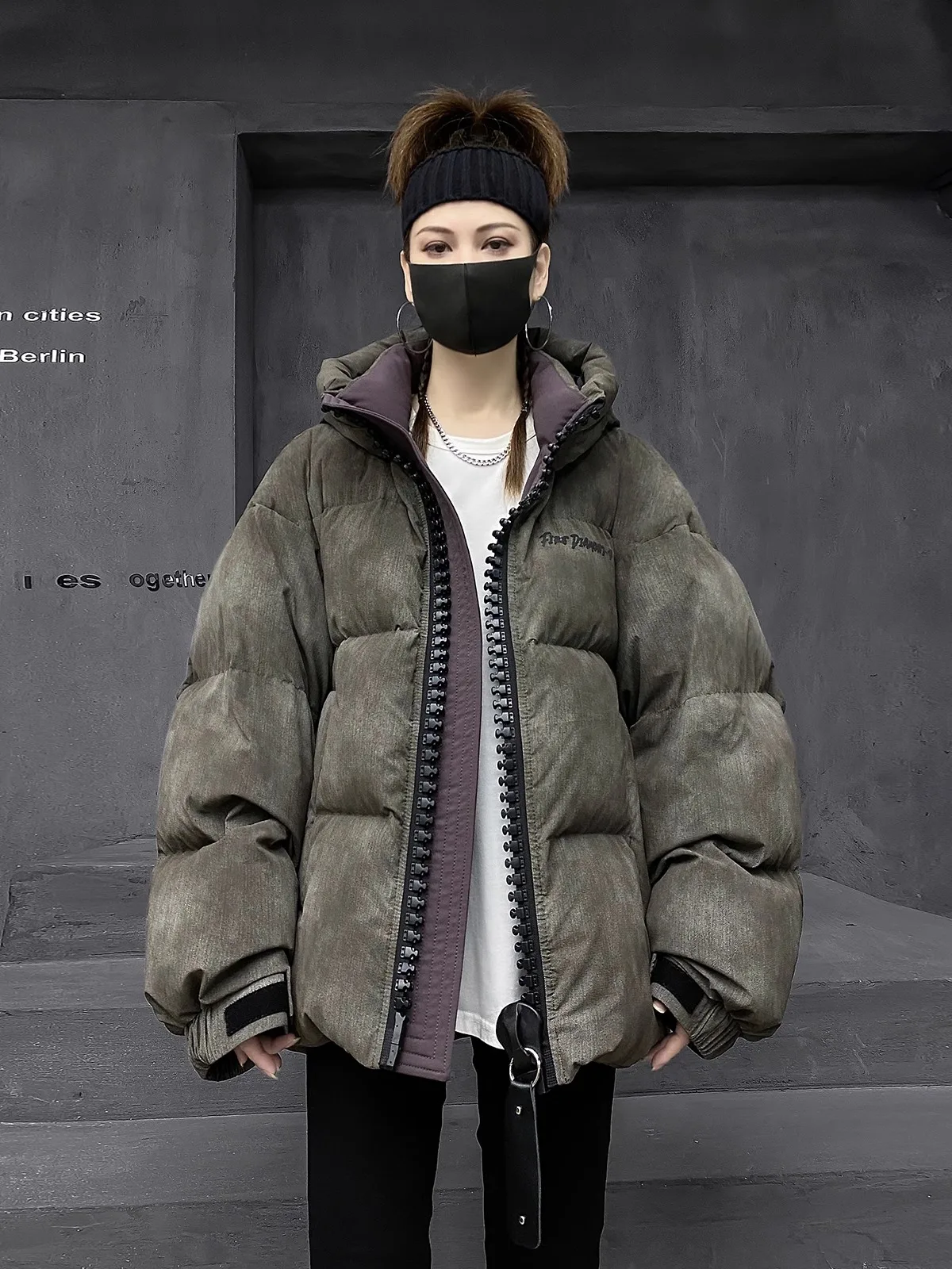 

M-Home Trendy High-Down Women's Puffer Jaet Street Sle Thiened Winter Coat White Du Feather Warm Outerwear