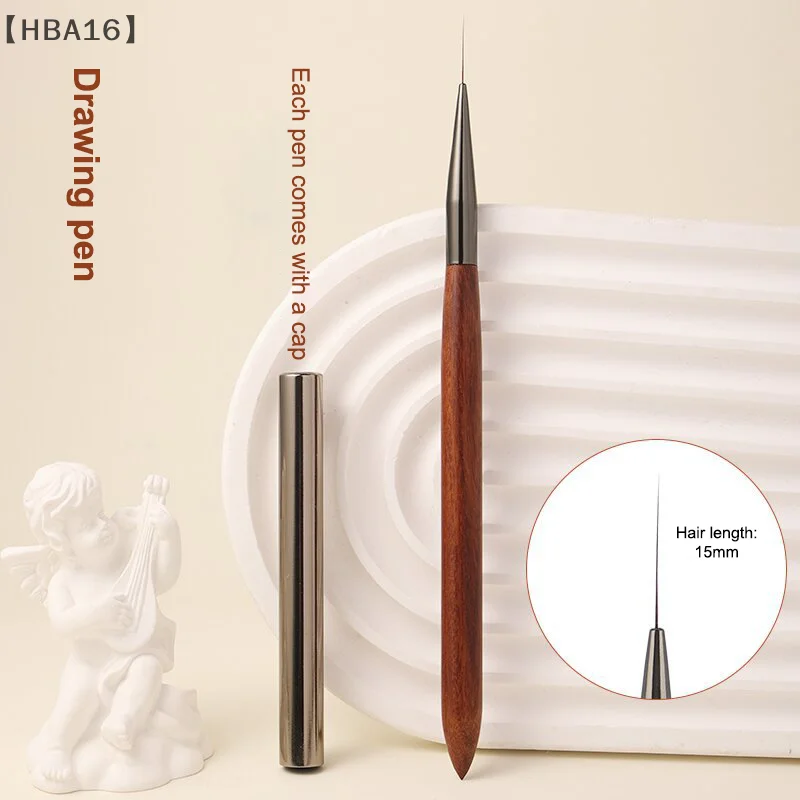 [[HBA16] عمود خشب الصندل المتين، فرشاة فنية للأظافر، فرشاة احترافية لتحديد الأظافر، قلم العلاج بالضوء، فرشاة رسم الأظافر