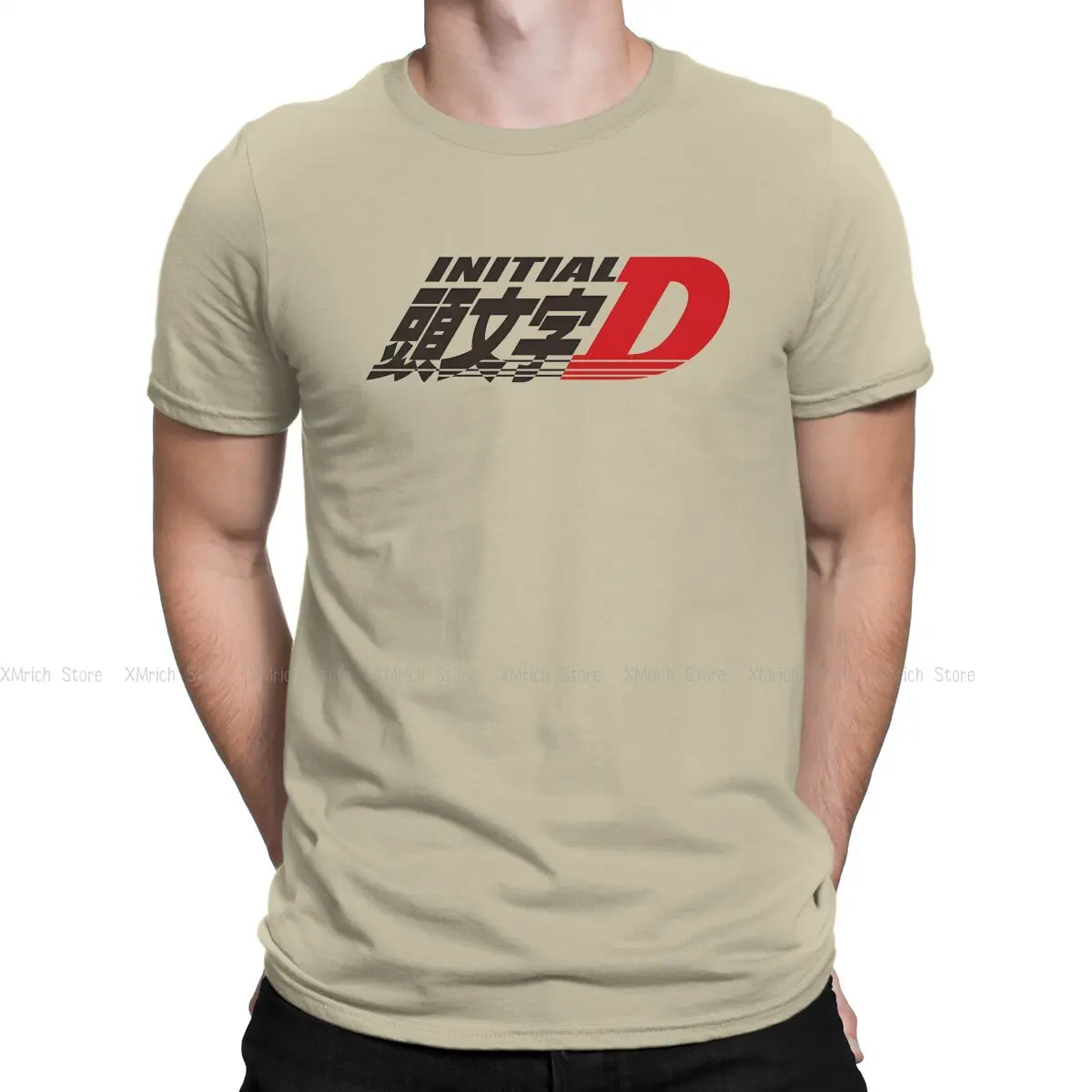 Men's T-Shirt Initial D Vintage Pure Cotton Tees Short Sleeve Initial D T Shirts Crewneck Tops Adult