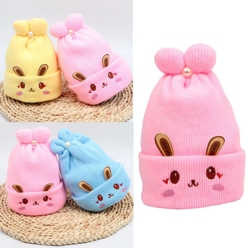 0-6m Knitted Winter Baby Hat for Girl Boy Candy Color Hat Toddler Bonnet Cute Knitted Hats Outdoor Warm Infant Baby Accessories