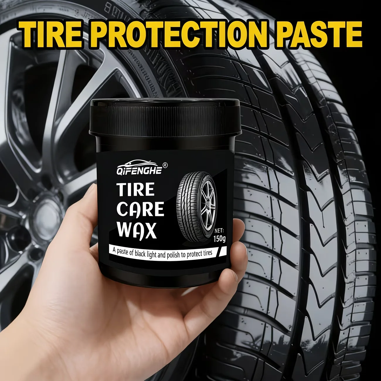 Tire Care Wax, Tire Blackening Paste, Tire Polish Coating for Car, Hydrophobic Anti-aging Tire Shine Wax, Restore Gloss & Protec