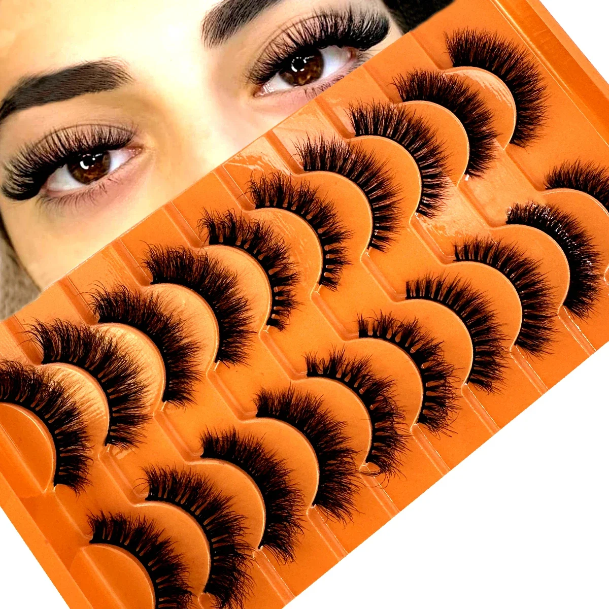 10ペアミックスまつげミンクふわふわドラマチックつけまつげナチュラルロングフェイクミンクまつげウィスピーつけまつげエクステのような見た目
