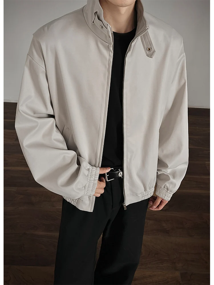 

Мужская свободная куртка с воротником-стойкой, американский стиль, весна-осень, повседневная, модная верхняя одежда, полиэстер, длинный рукав, застежка-молния