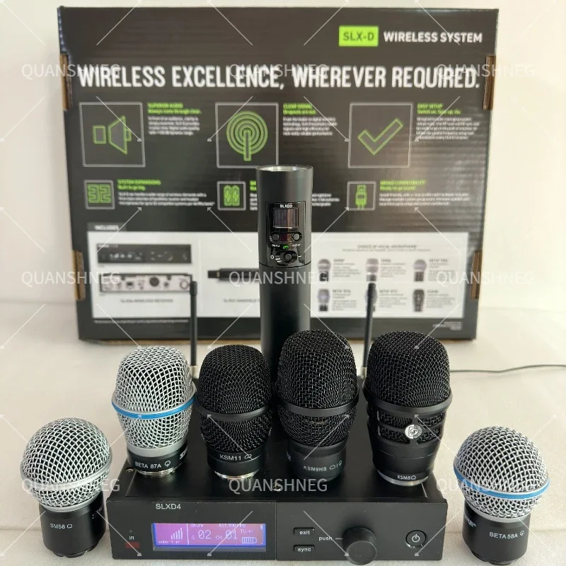 

2025 SLXD4 SLXD24 UHF Professional Wireless Microphone System Stage Performance Dynamic Condenser Mic