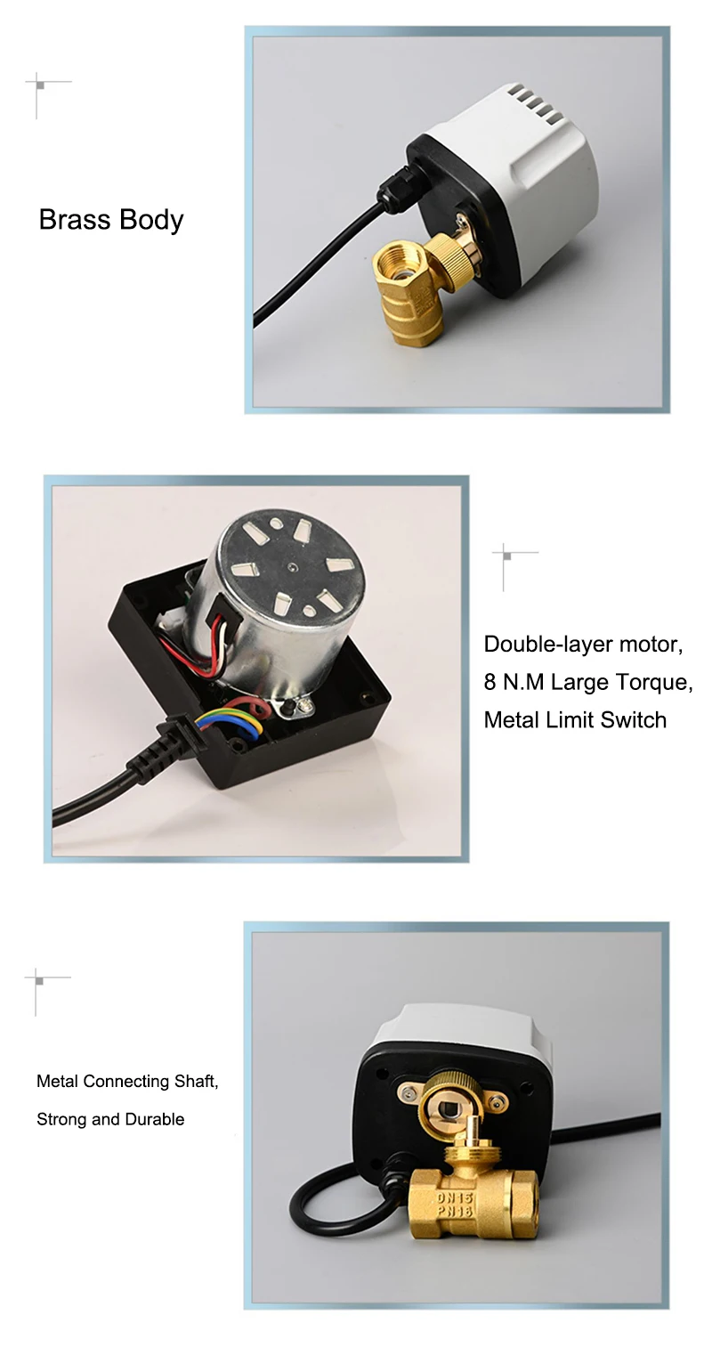 Detalle 4 de Electroválvula IP65 Waterproof Motorized Ball Valve 220V 12V 24V 3-Wire 2 Control Brass Electric Ball Valve Big Torque Metal Motor Neumática