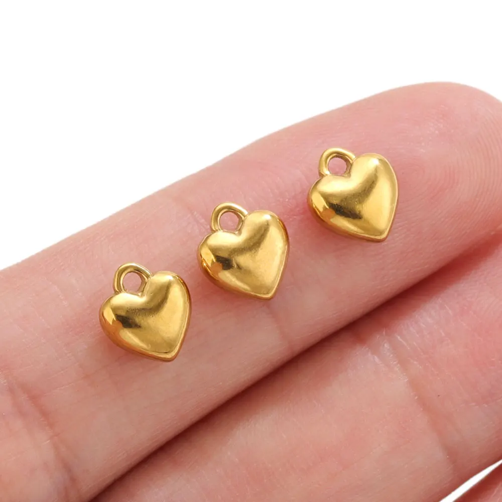 20 Stück Edelstahl-Herzanhänger für die Schmuckherstellung, PVD 18k vergoldet, Liebesanhänger, DIY-Halsketten- und Armbandzubehör, Großhandel – Detail 5