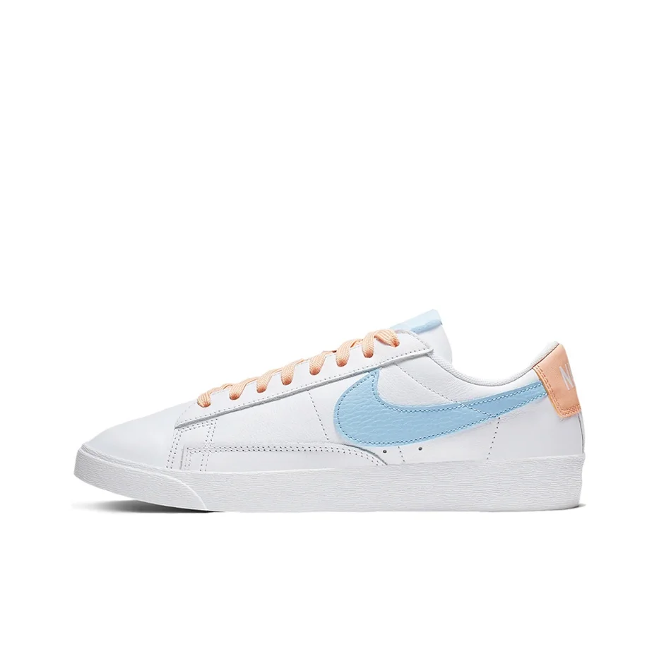 Nike Blazer Skateboard Shoes Women's Low Top White/Sunset Mist Yellow/Soul Blue AV9370-104