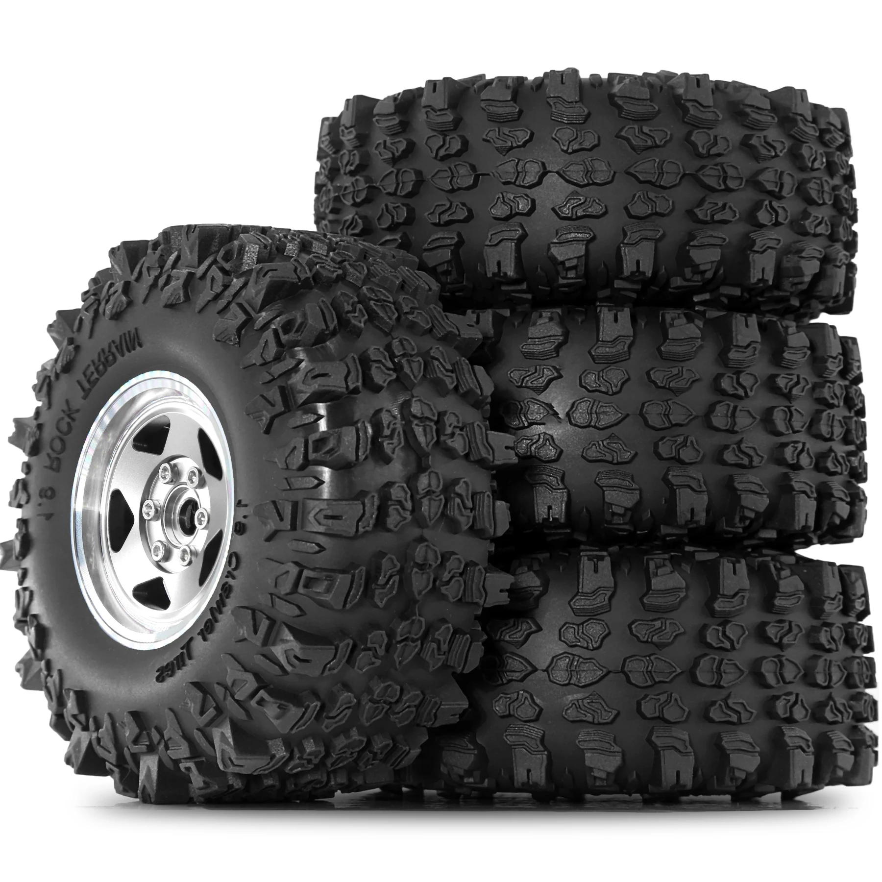 Jeu de pneus de jante de roue Beadlock en métal 1.9 ", 4 pièces, 118mm, pour voiture sur chenilles 1/10 RC Axial SCX10 Wraith RR10 Capra Trxs TRX4 YK4082