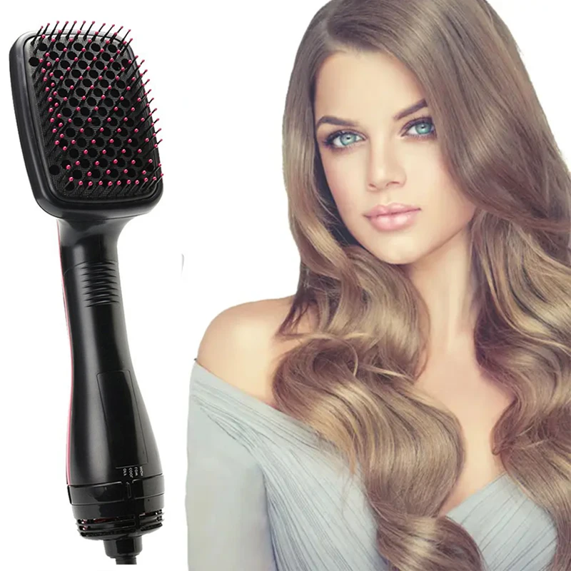 

Hot Air Hair Dryer Brush Pink Multifunctional Hairdryer One Step Ions Hot and Cold Air Wind Blow Dryer Brush With Comb