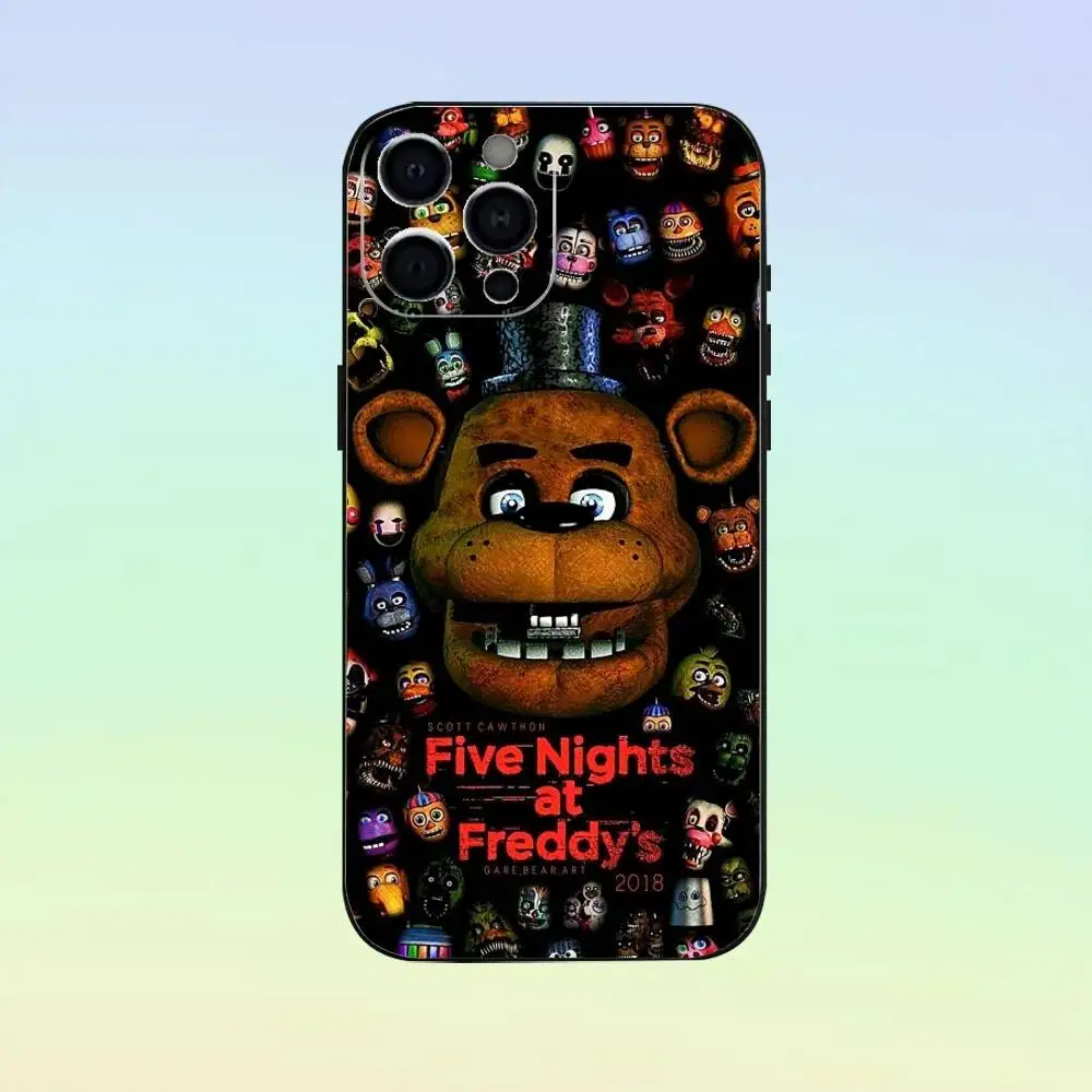 Funda de teléfono Five-Nights-At-Freddys F-Fnaf para iPhone17,16,15,14,13,12,11 Plus,Pro Max, funda negra suave