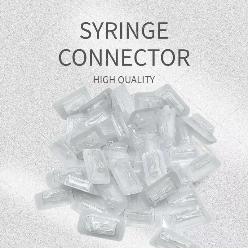 Medical sterile plastic connector, Ruhr syringe connector, transparent, luer lock suitable for leak proof pneumatic components