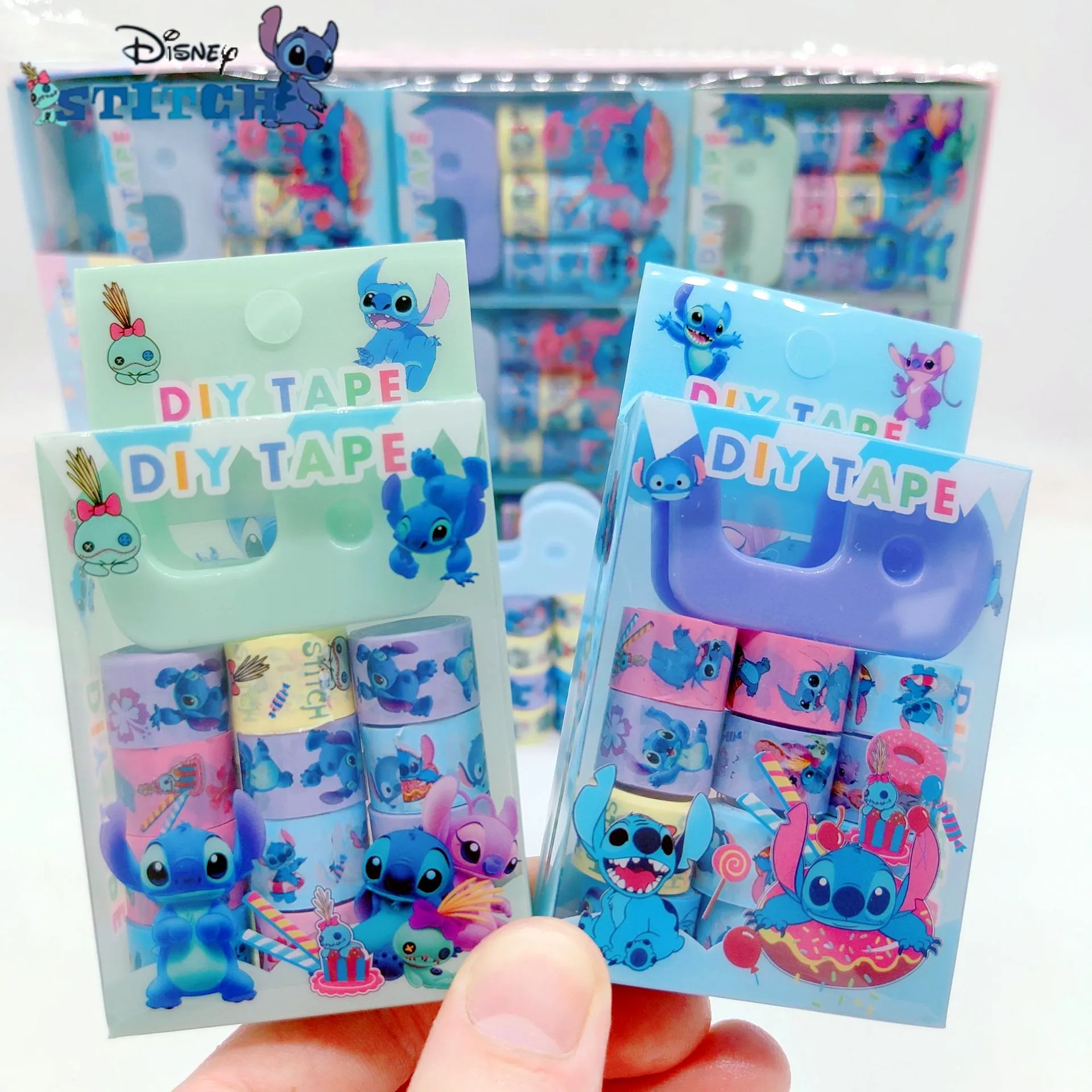 12pcs Stitch Anime Figure Sticker Diy Masking Adhesive Washi Tapes Stickers Children School Stationery Cosplay tape Kid Toy Gift