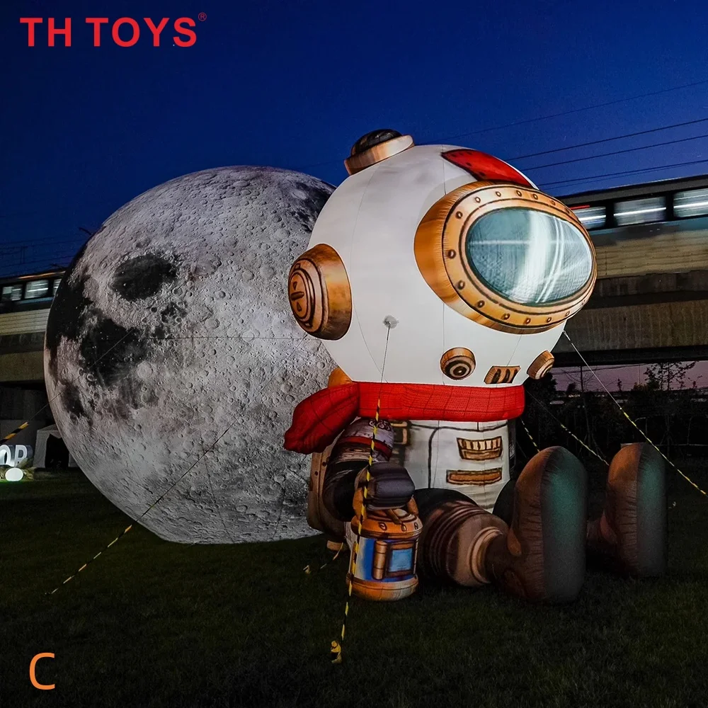 Spedizione aerea rapida a domicilio, astronauta gonfiabile con palloncino a forma di luna, illuminazione a LED, modello di astronauta gonfiabile