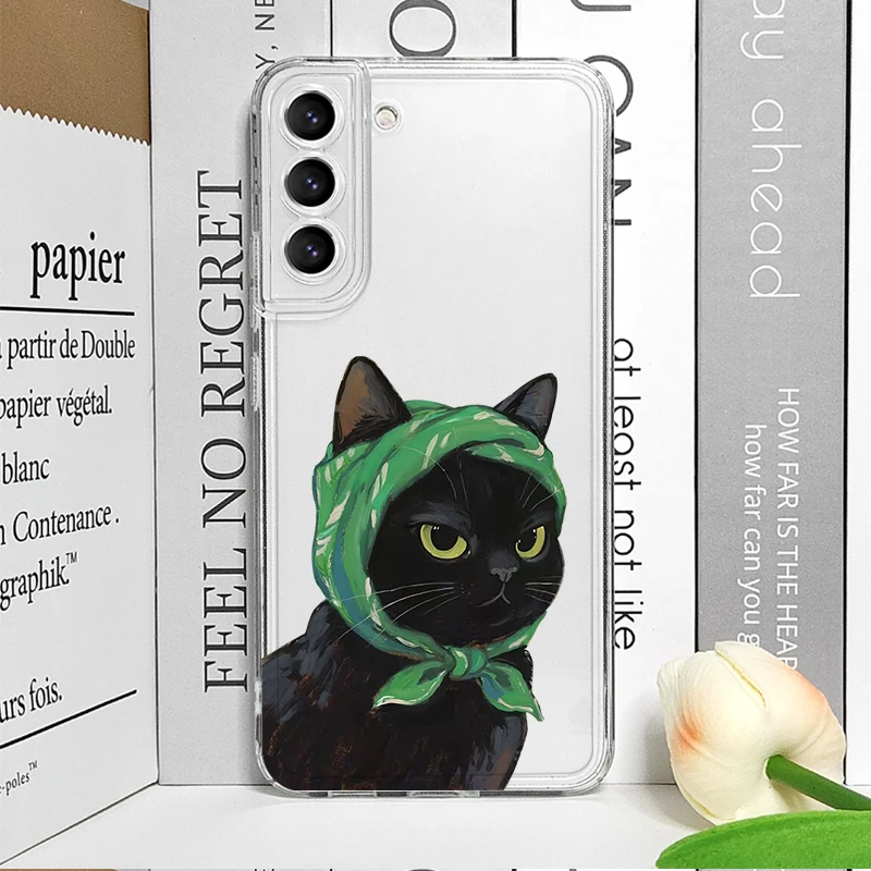 Custodia per telefono trasparente con pittura a olio animale gatto per Xiaomi Redmi Note 14 Pro Plus 13 12 11 10 PRO 15C 14C 13C Coperture morbide