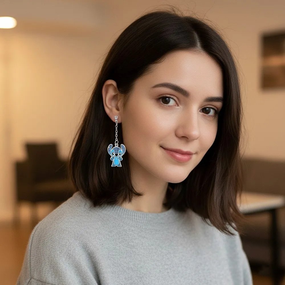 Nuevos pendientes lindos de esmalte de diamantes de imitación de punto de dibujos animados-pendientes de regalo de vacaciones de moda europea y americana