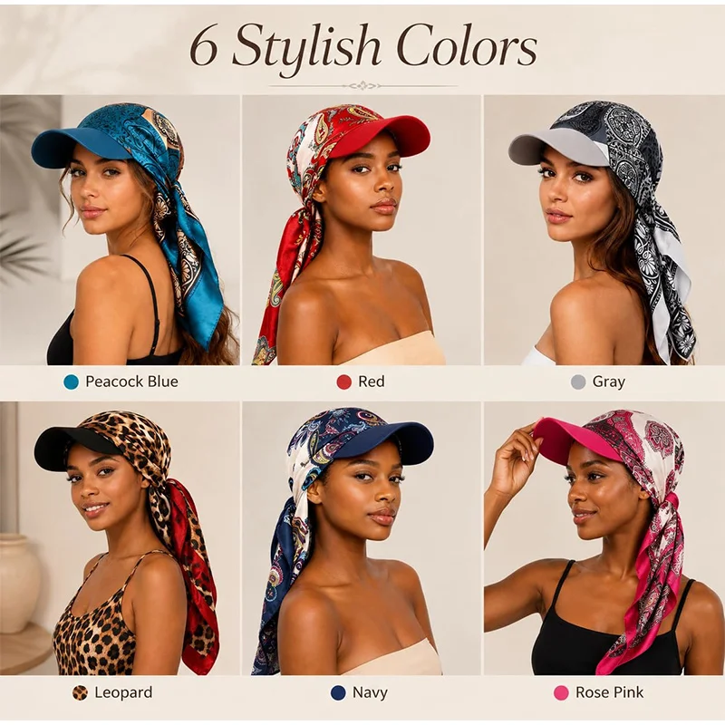 New Women Strap Visor Scarf Hat Leopard Print Lightweight Bandana Sun Cap Sun-protective Duck Tongue Cap For Daily Wear 2027