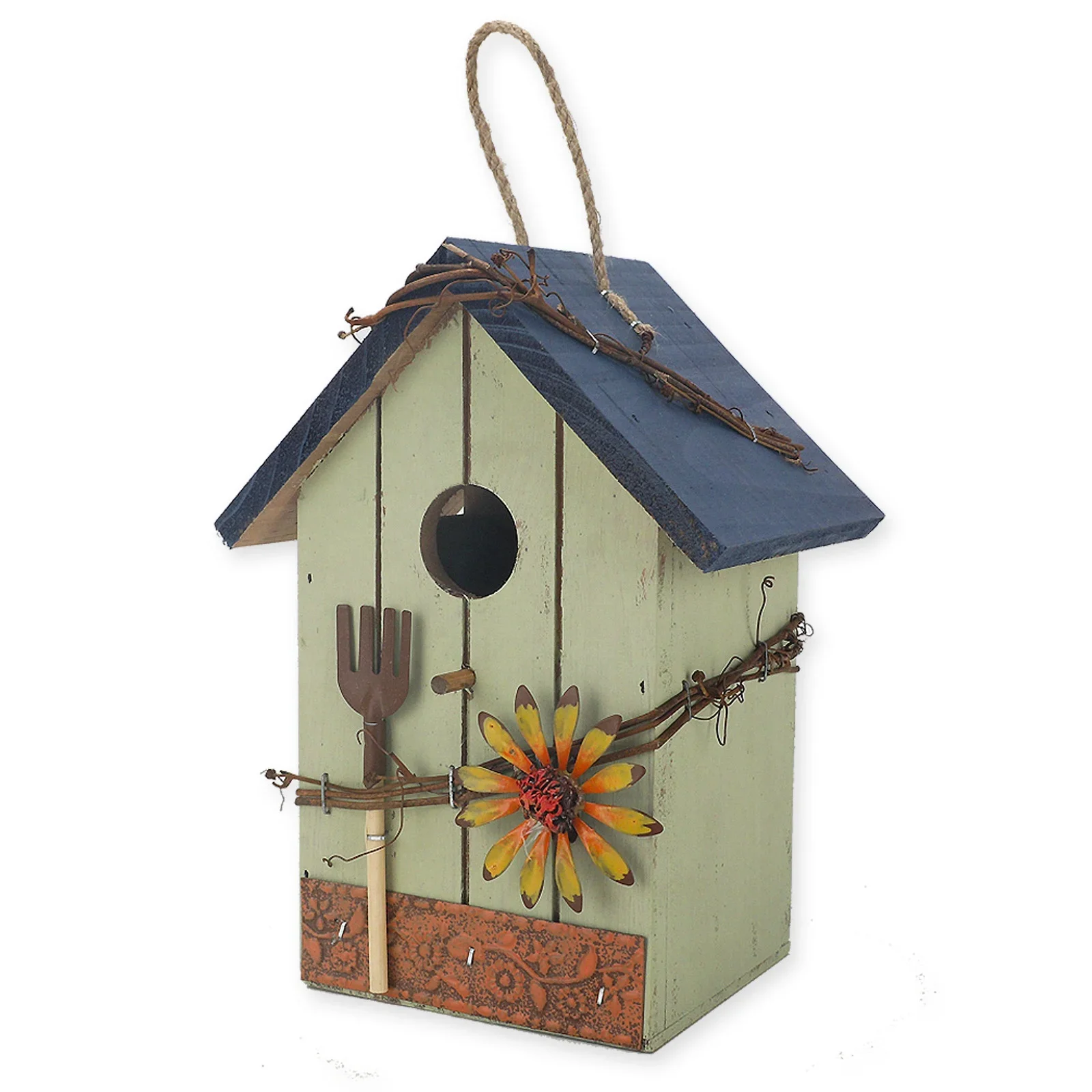 Portable Garden Tree Decoration DIY Wild Painted Animal Bird Cage Hanging Outdoor Wooden Bird House