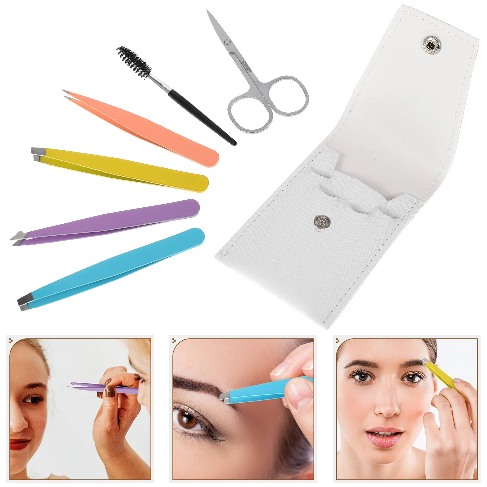 6 Pcs Portable Eyebrow Trimming Tweezer Tool Plucker Clip Set Shaping Tweezers Facial Tools