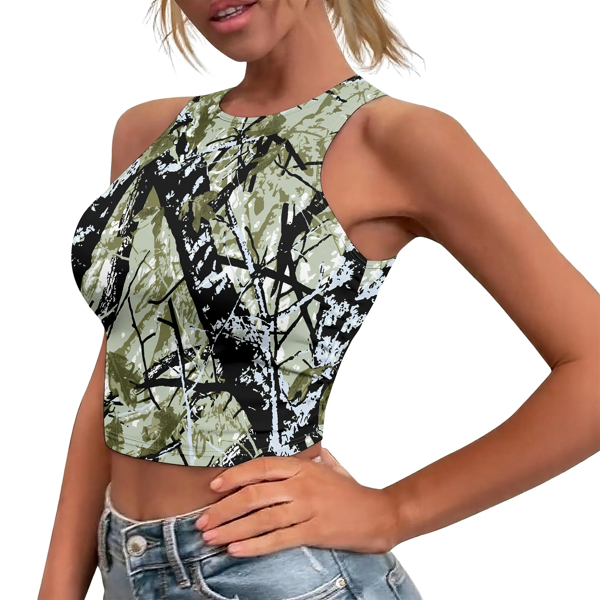 Camo Crop Top, Green Camouflag - Outdoor Hunting Outfit review and price
