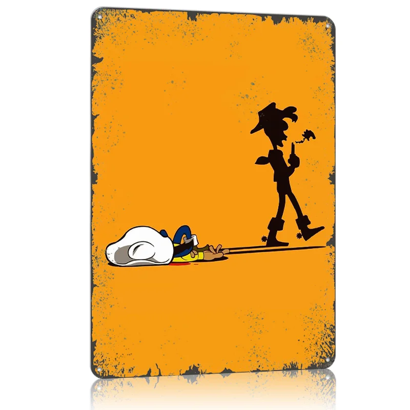 ملصق معدني مطبوع عليه Lucky Luke Shadow Comics لتزيين غرفة الألعاب، علامات قصدير معدنية قابلة للتخصيص لتزيين جدران الفن #1