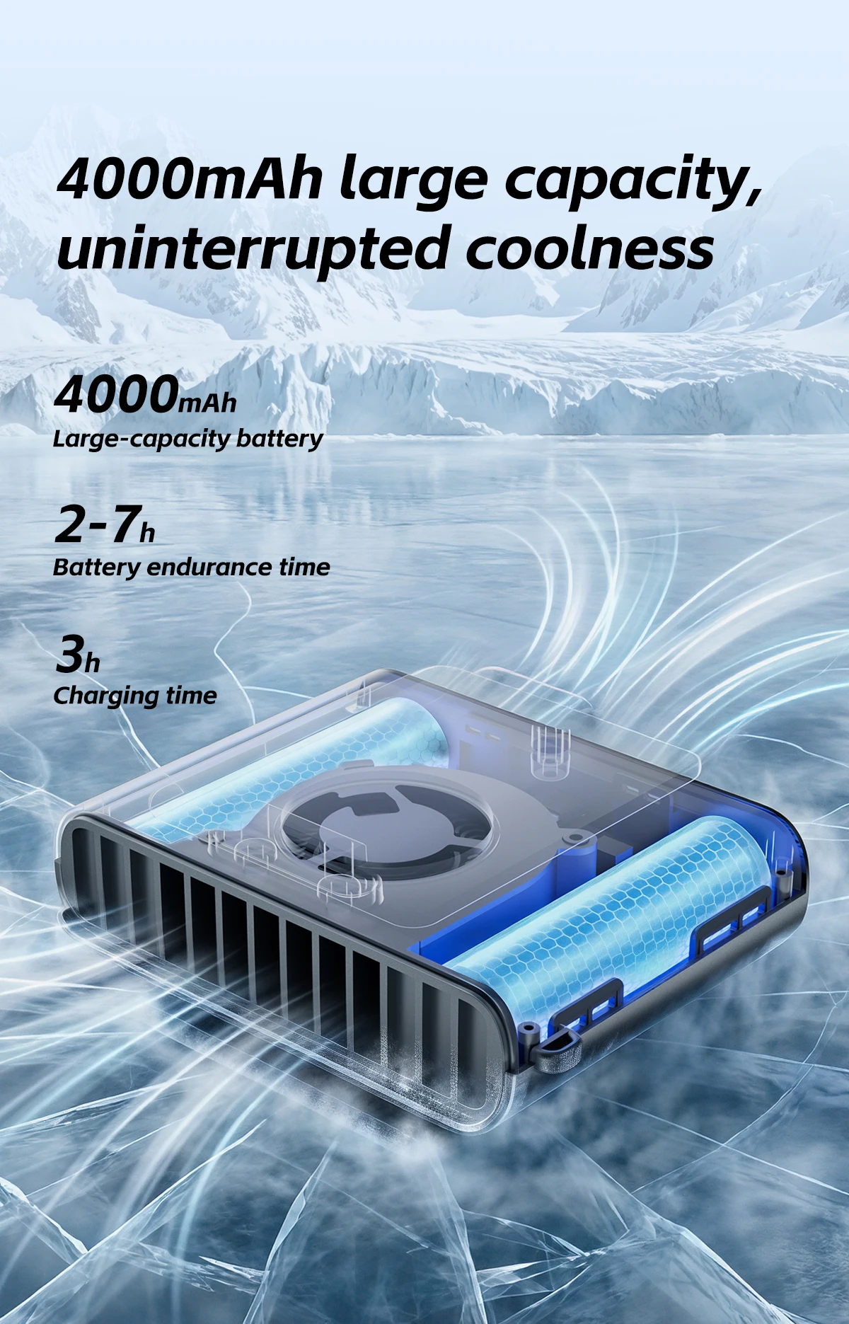 Kinscoter Ultraflacher Hüftventilator 4000mAh Mini-Kühlventilator 5 Geschwindigkeiten Tragbarer Aufladbarer Ventilator für Draußen mit Digitalanzeige – Detail 7