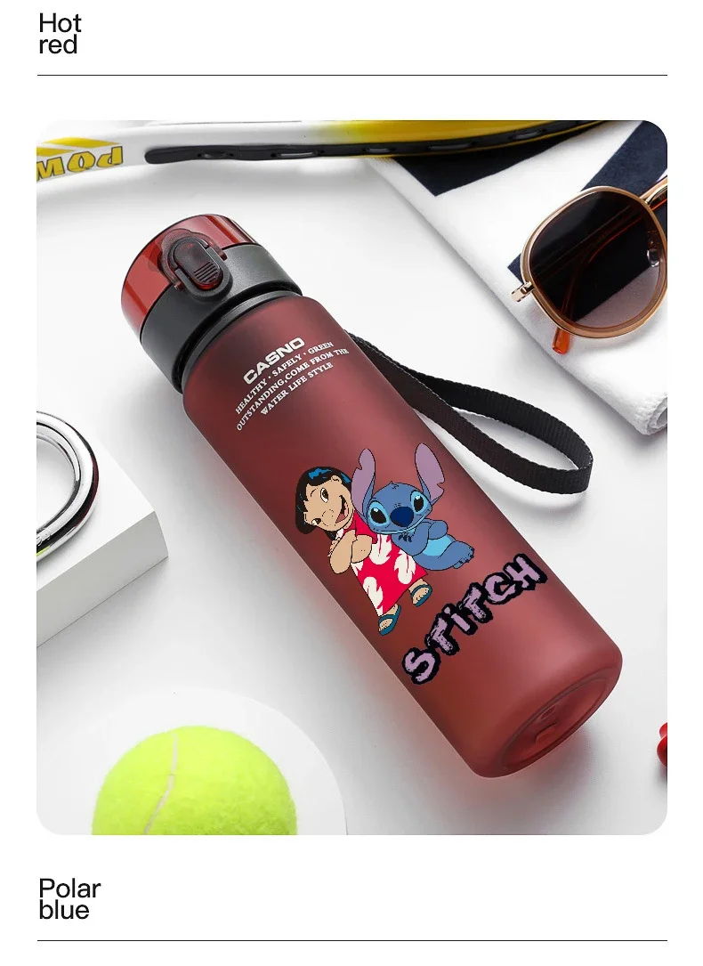 

Male and Female Sports Plastic Cup 560ML Disney Stitch Creative Portable Student Water Bottle Sports Space Cup