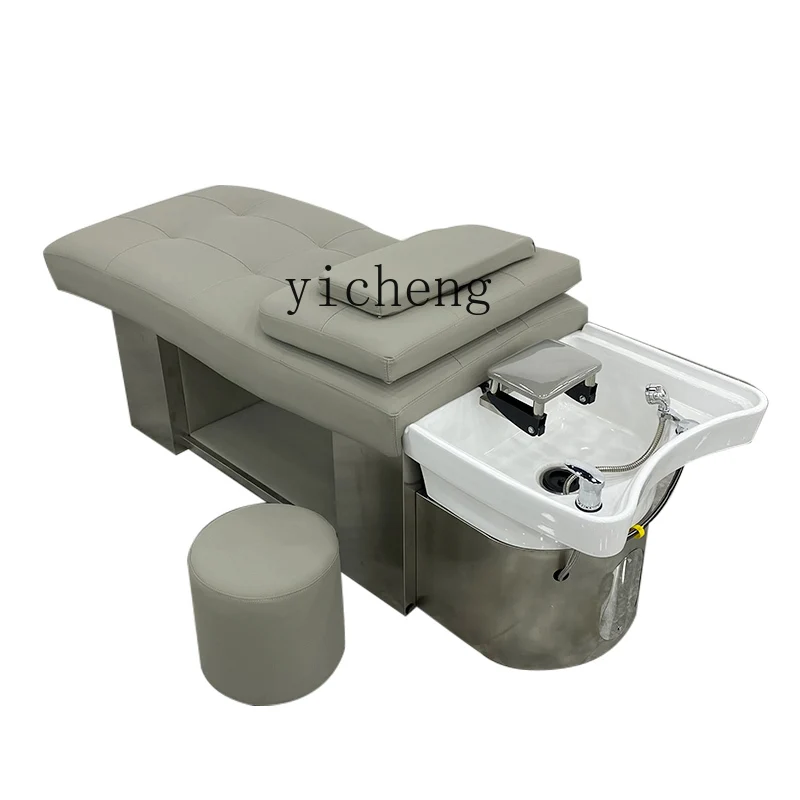 Hair Salon Shampoo Chair Hair Saloon Dedicated Thai Flat Lying Shampoo Chair Ceramic Basin Stainless Steel Bed