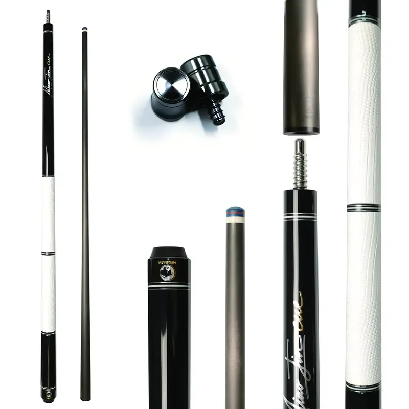 High Quality 2-Piece Carbon Fiber Center Joint Cue Stainless Steel Joint 1/2 Split Design 147cm Length 19oz Weight Snooker