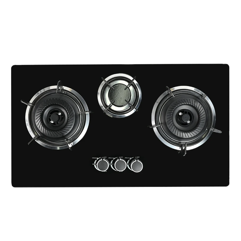 業務用3口ビルトインガスコンロ - 家庭用キッチン向けステンレス鋼ホブ、安全機能付き