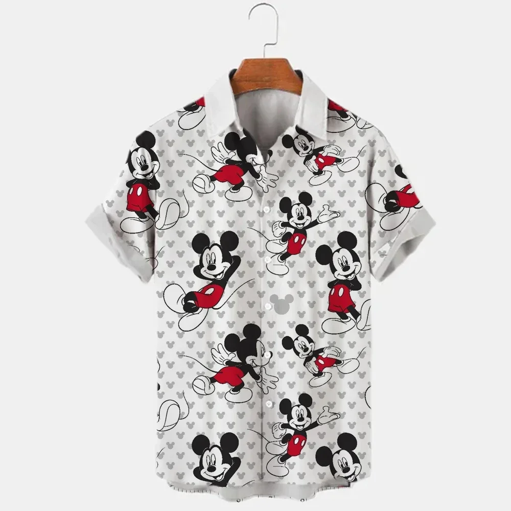 New Disney Hawaiian Shirts Summer Casual Button Up Shirts Beach Vacation Short Sleeves Disney 3D Print Fashion Men\'s Lapel shirt