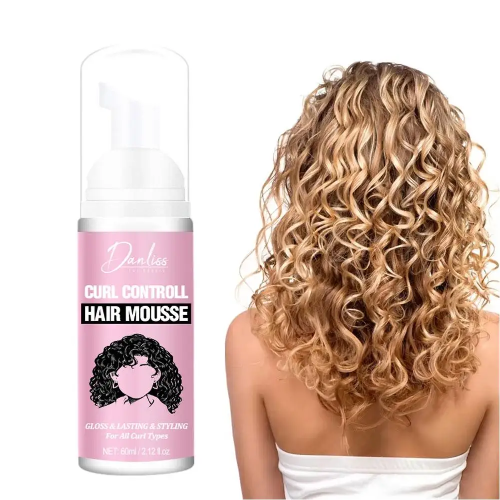 Mousse modeladora de cabelo encaracolado, creme modelador fofo, nutritivo, elastina, hidratante, mousse para cabelo, evita a secura de 60ml u8y4