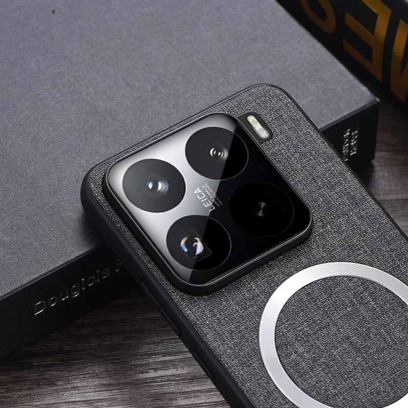 For Xiaomi 15,15 Pro Case Magnetic TPU +PC Anti-slip Ultra Thin Woven Textile Cloth Pattern Cover for Xiaomi Mi 15 image 2