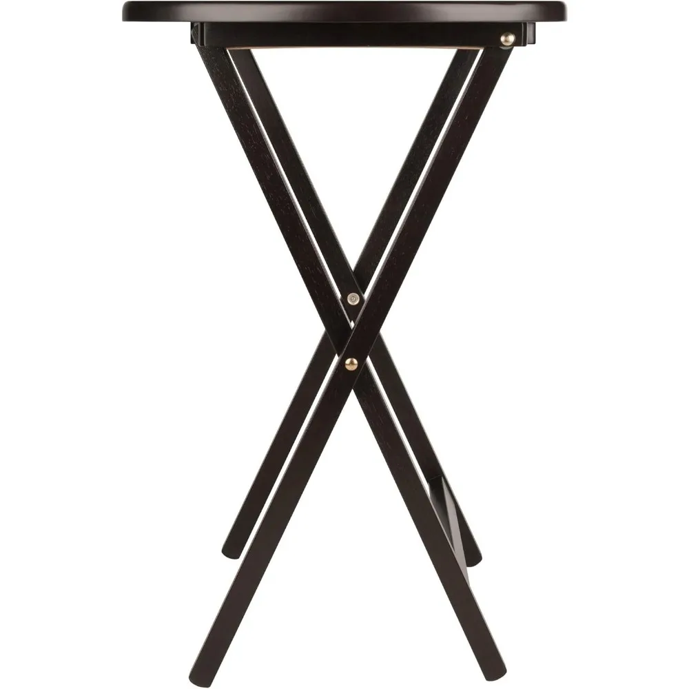 Foldable Snack Table Set of 2, Oversized for Living Room, Coffee Finish, No Assembly Required