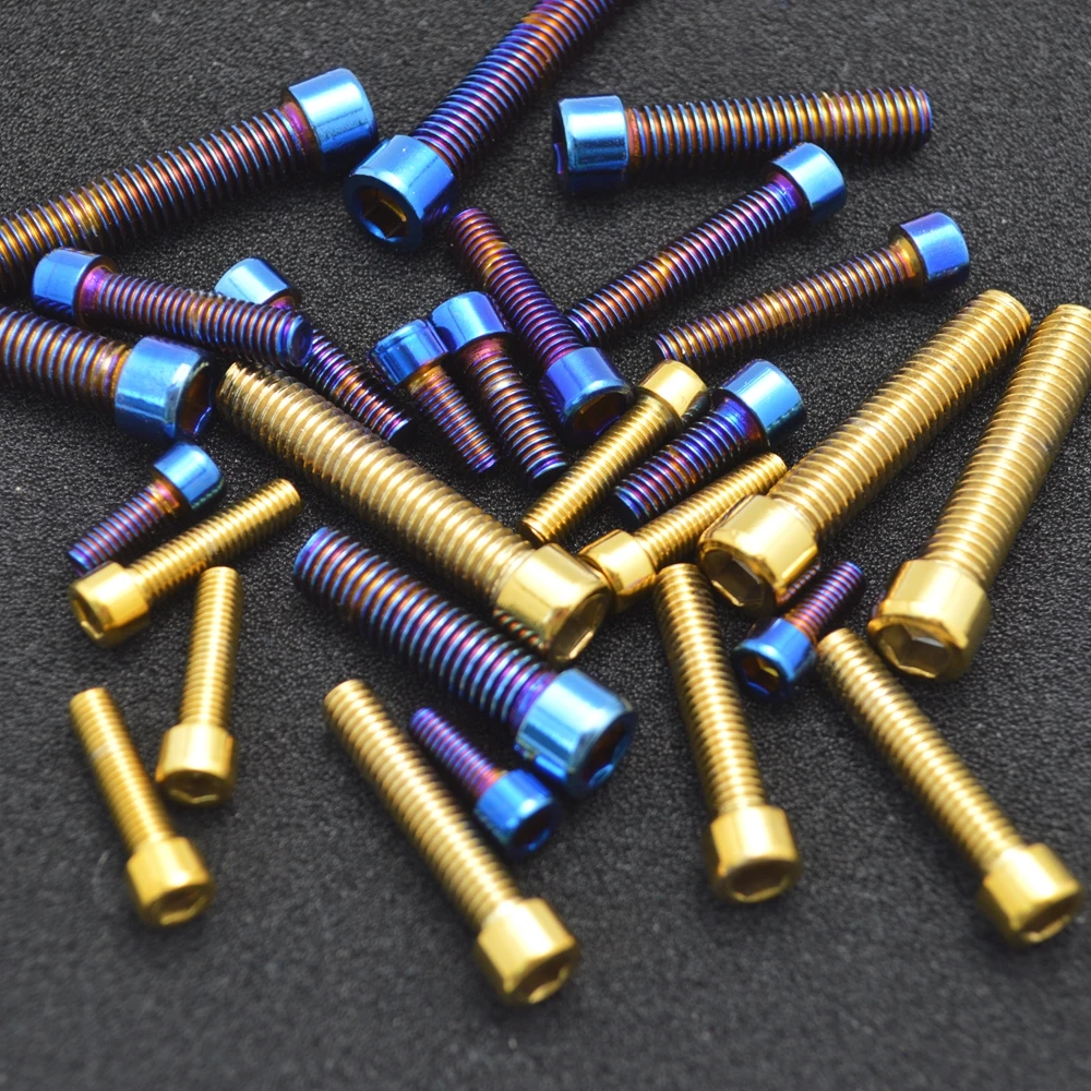 M5/M6/M8 Stainless Steel Round Head Hex Socket Bolt Titanium Plated Colorful Burnt Titanium Screw 125 Pitch Motorcycle