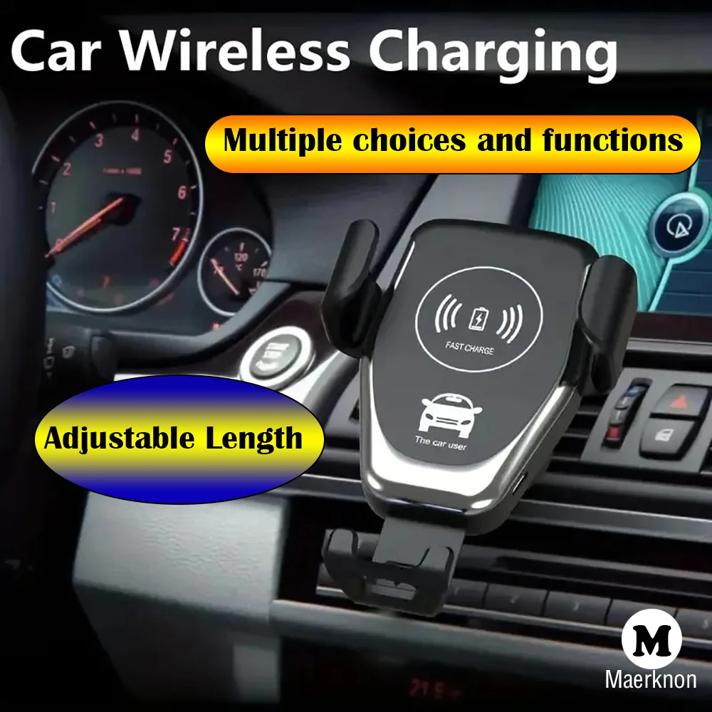 

Mobile Phone Holder Stand Car Wireless Adjustable Length Charging For iPhone 16 Xiaomi 15 Samsung Huawei Fast Charging Station