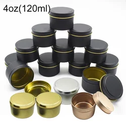 16Pcs 4OZ Travel Metal Tin Box Empty Round Candle Jar With Lid Black Storage Box Pot Skincare Beauty Health Cosmetic Container