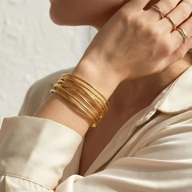 Design Sense Butterfly Open Cuff Bracelet for Women Gold Color Hollow Cross Line Geometric Bangle Friendship Jewelry Gifts