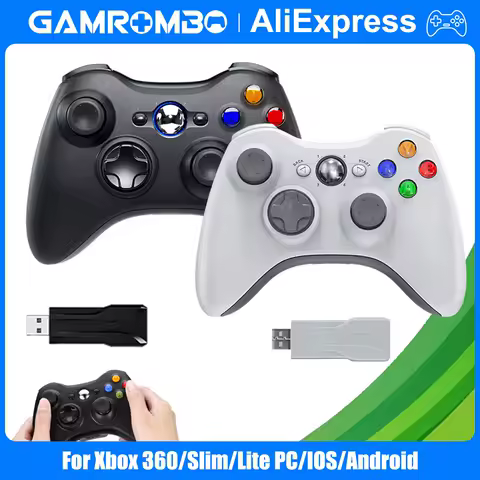 GAMROMBO Game Controller For Xbox 360/Slim PC Console 2.4G Wireless Joystick Dual Vibration Gaming Gamepad Remote Control Rocker