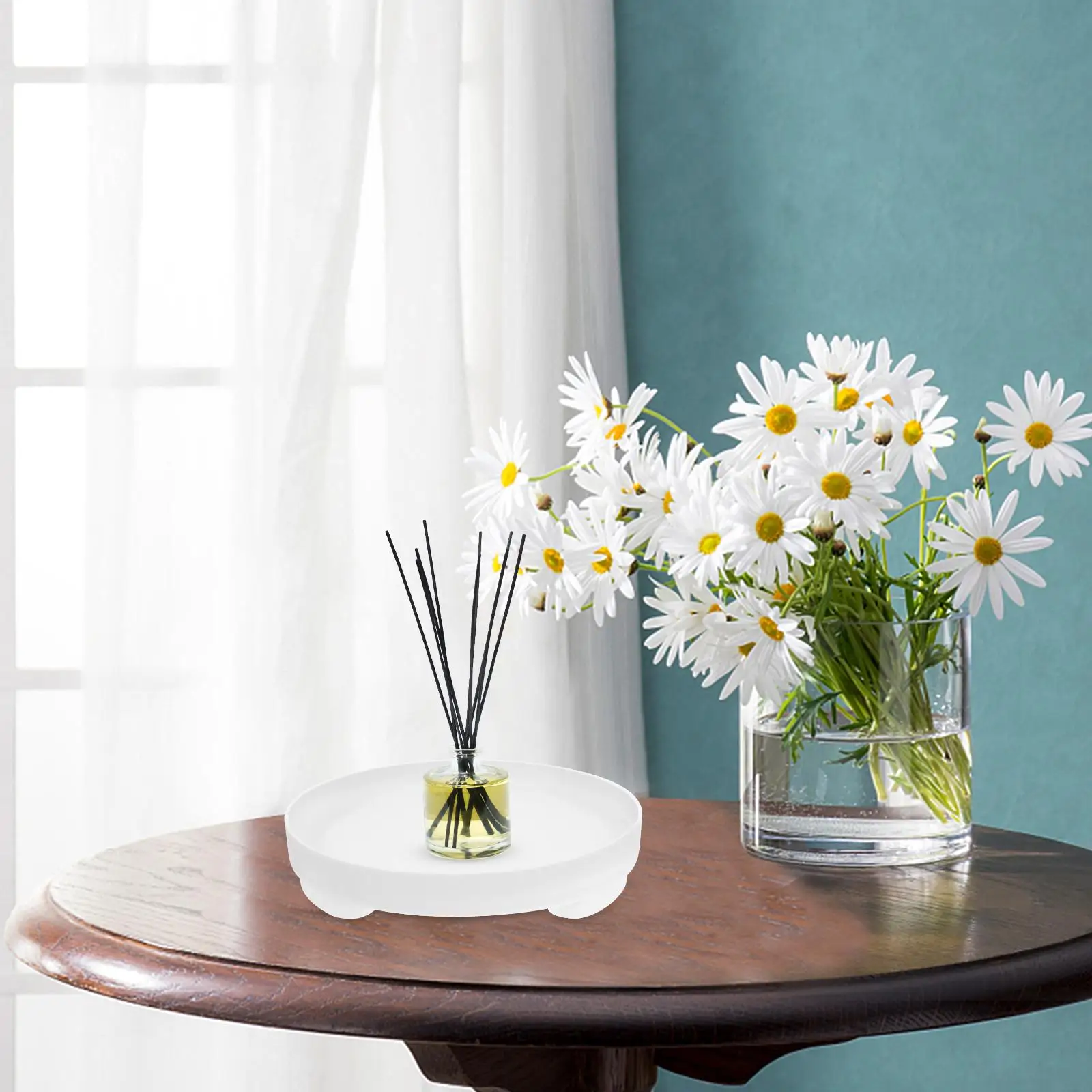 Wooden Desktop Storage Box Cosmetics Tray Aromatherapy Key White Jewelry Trays Perfume Display ganizer Multi Function Bathroom