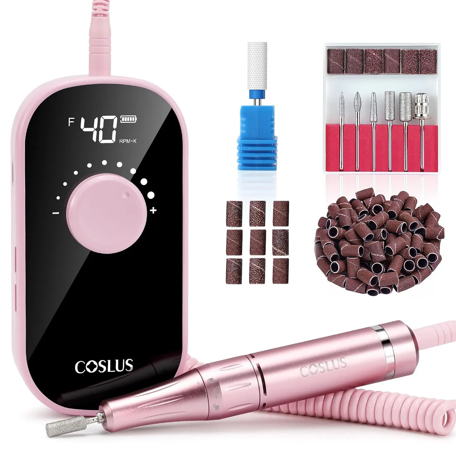 

Professional Rechargeable Electric Nail Drill 40000 RPM, Portable Nail File with Storage Stand for Acrylic Gel Polishing