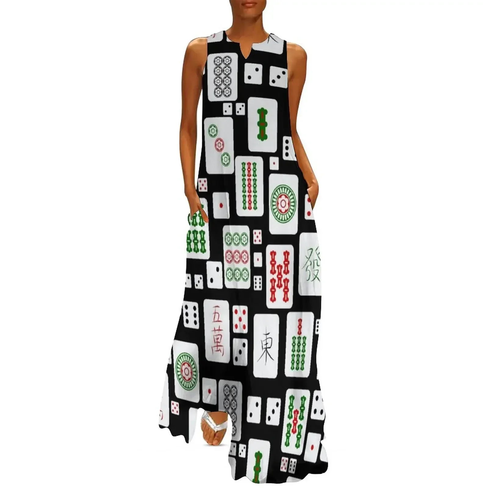 

Mahjong cards game dice Long Dress loose women's dress dresses summer woman 2025 women dress vintage