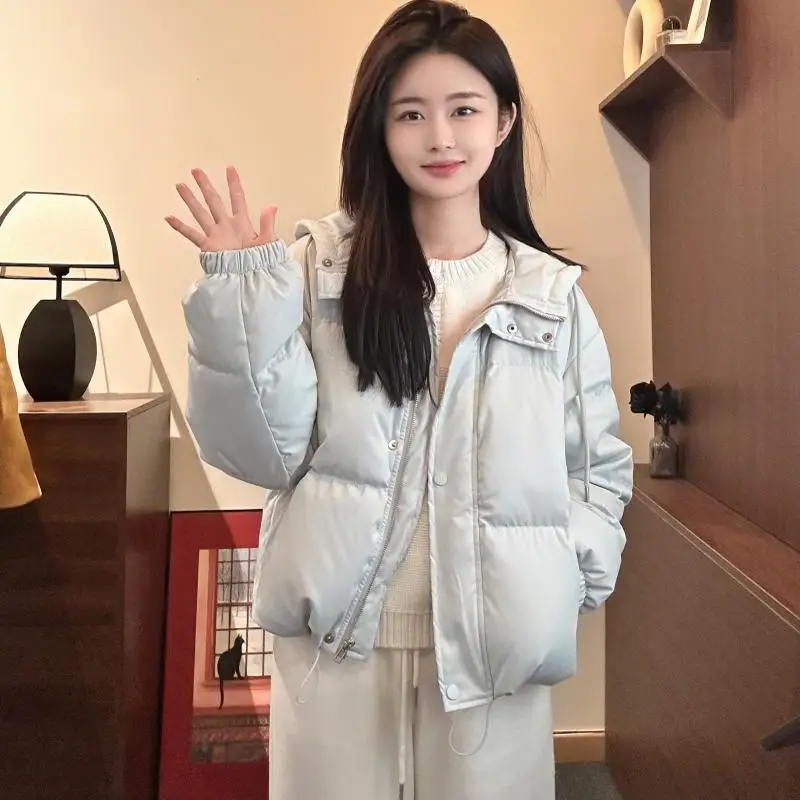 

Young 90 White Du down Jaet Faionable Casual Thi ort Sle Women's Winter Coat Zipper Closure Color