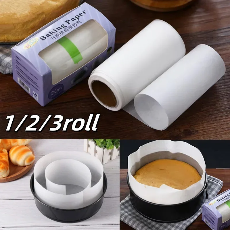 

1/2/3 Roll 20m Non-Stick Baking Paper High Temperature Resistant Cake Pan Liner for Microwave Oven Air Fryer Edges Bakery Tool