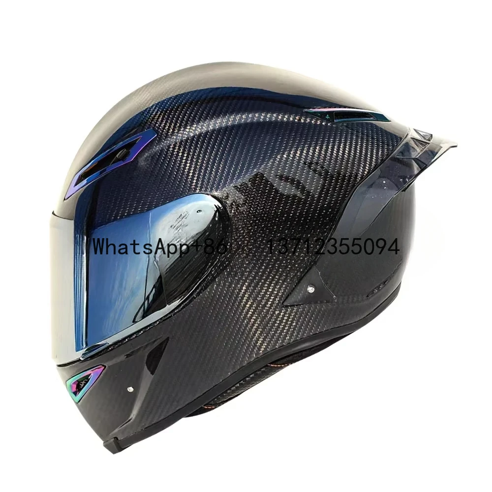 Brand New Motorcycle Helmet Retro Carbon Fiber Full Face Helmet DOT Approved Moto Motocross Helmet With HD Lens