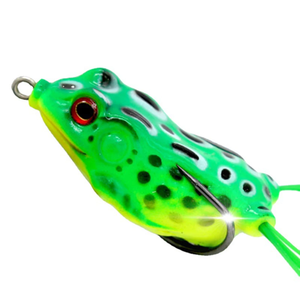 1 pçs 5cm sapo isca tubo macio isca de pesca de plástico com ganchos de pesca topo raio de água sapo artificial 3d olhos