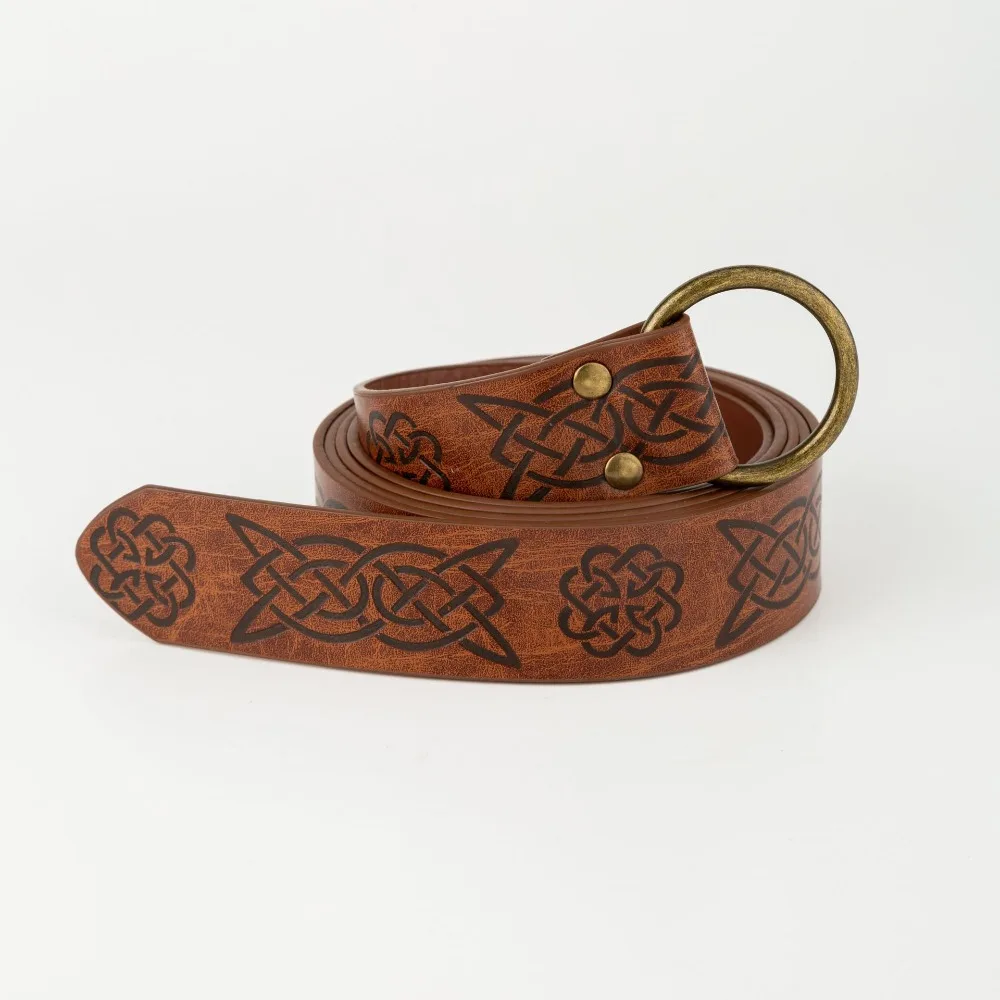 

Novelty Embossed Viking Renaissance Belt PU Vintage Celtic Belt Knight Printing Leather Medieval Waistband Adult